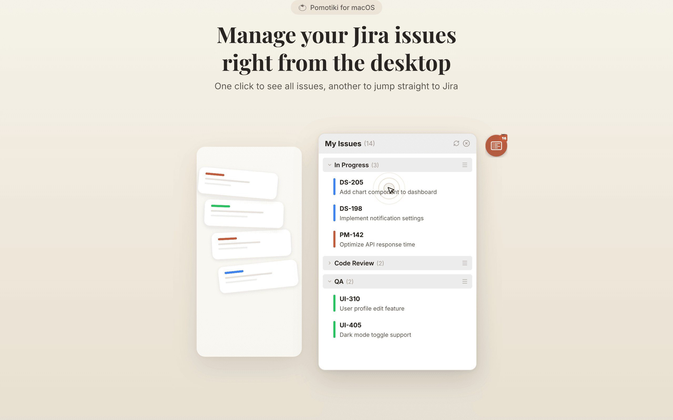 Pomotiki Jira integration - browse and manage issues from your desktop