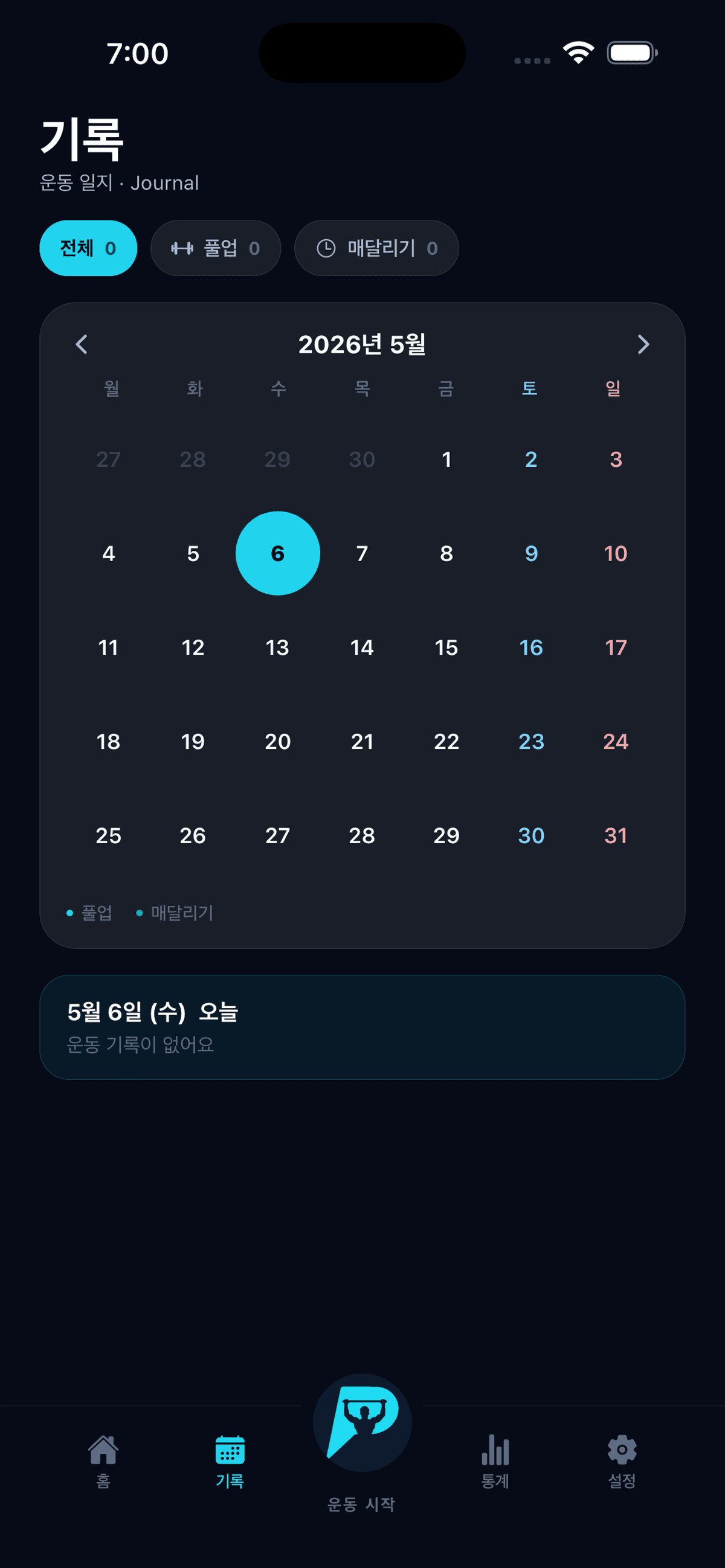 Pull Up Day history and calendar - track workout streaks